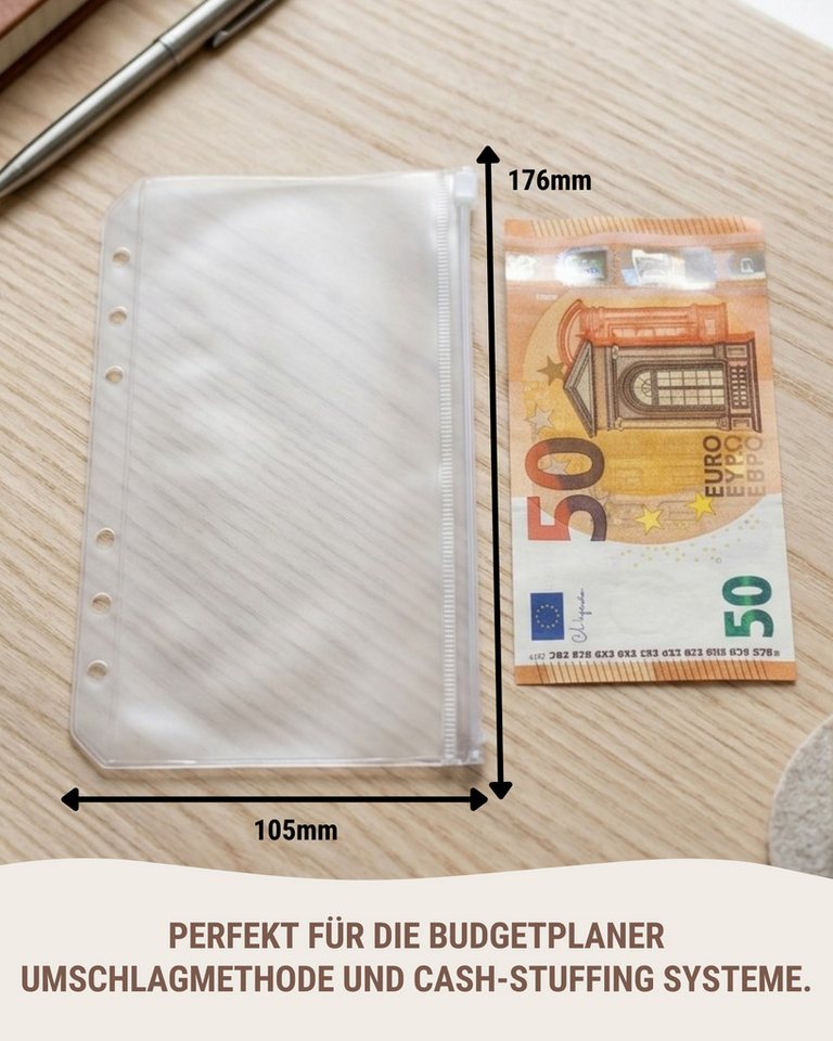 BeginnerBudget Prospekthülle A6 Klarsichthüllen Reißverschluss PVC Budget Organizer (4/8/12 Pack) Bild 3