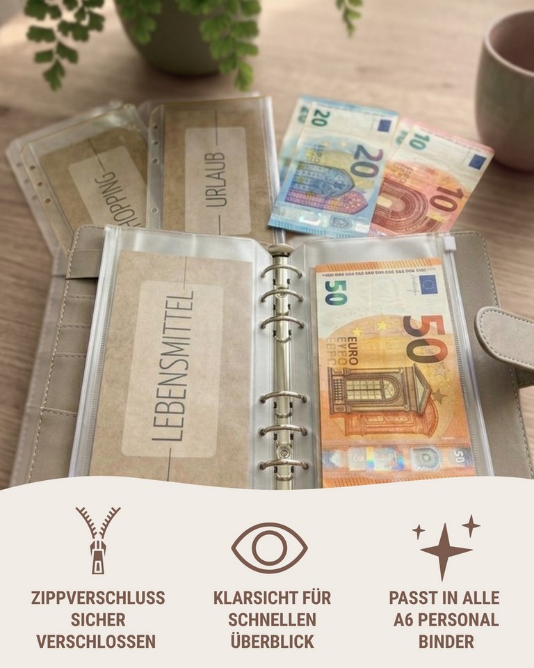 BeginnerBudget Prospekthülle A6 Klarsichthüllen Reißverschluss PVC Budget Organizer (4/8/12 Pack) Bild 4