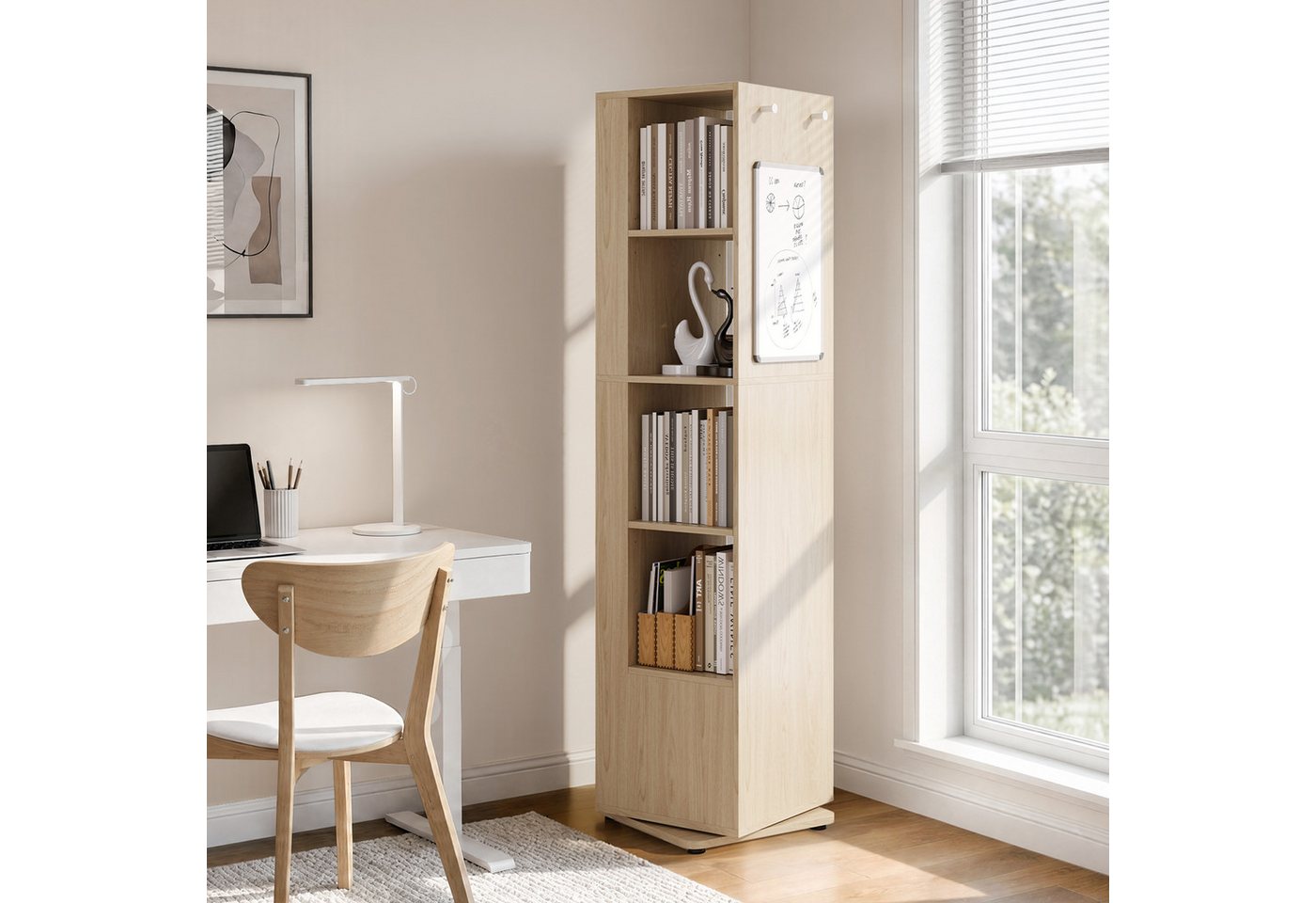 Yaheetech Bücherregal 360° drehbar, Drehregal 10 Fächer, 2 Verstellbare Einlegeböden, 42 × 42 × 169 cm Bild 5