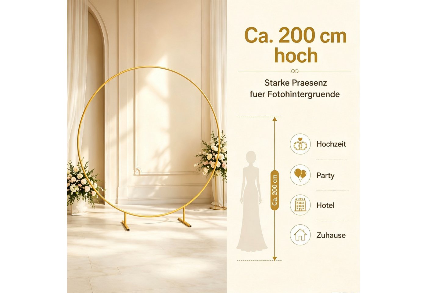 FANNOU Fensterdekoration Ballonbogenständer, goldener Ständer, Rahmen, Hochzeit
