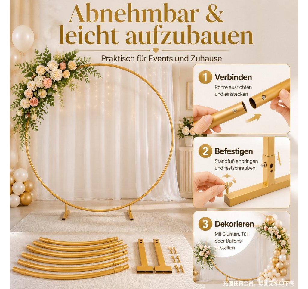 FANNOU Fensterdekoration Ballonbogenständer, goldener Ständer, Rahmen, Hochzeit Bild 3