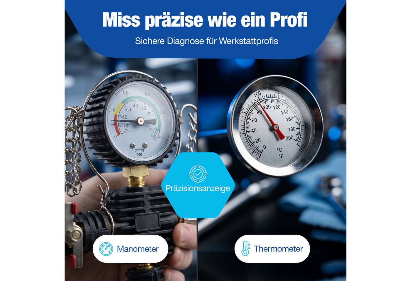 NTG Nutzfahrzeug Technik GmbH Multitool Kühlsystem Abdrückgerät 28 tlg Kühler Nachfüll-Set Prüfgerät, (Werkzeug Set Kfz PKW), Vakuum Kühlmittel Befüllgerät Entlüftungsgerät Set Bild 2