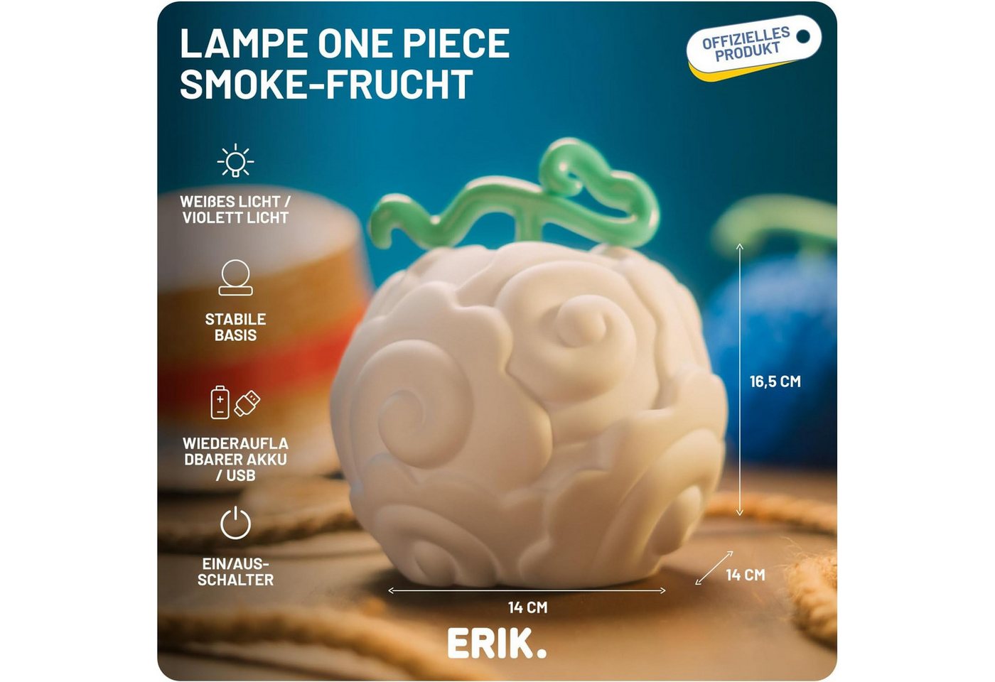 Grupo Erik LED Dekolicht Netflix One Piece Smoke Frucht LED-Dekolampe, LED fest integriert Bild 2