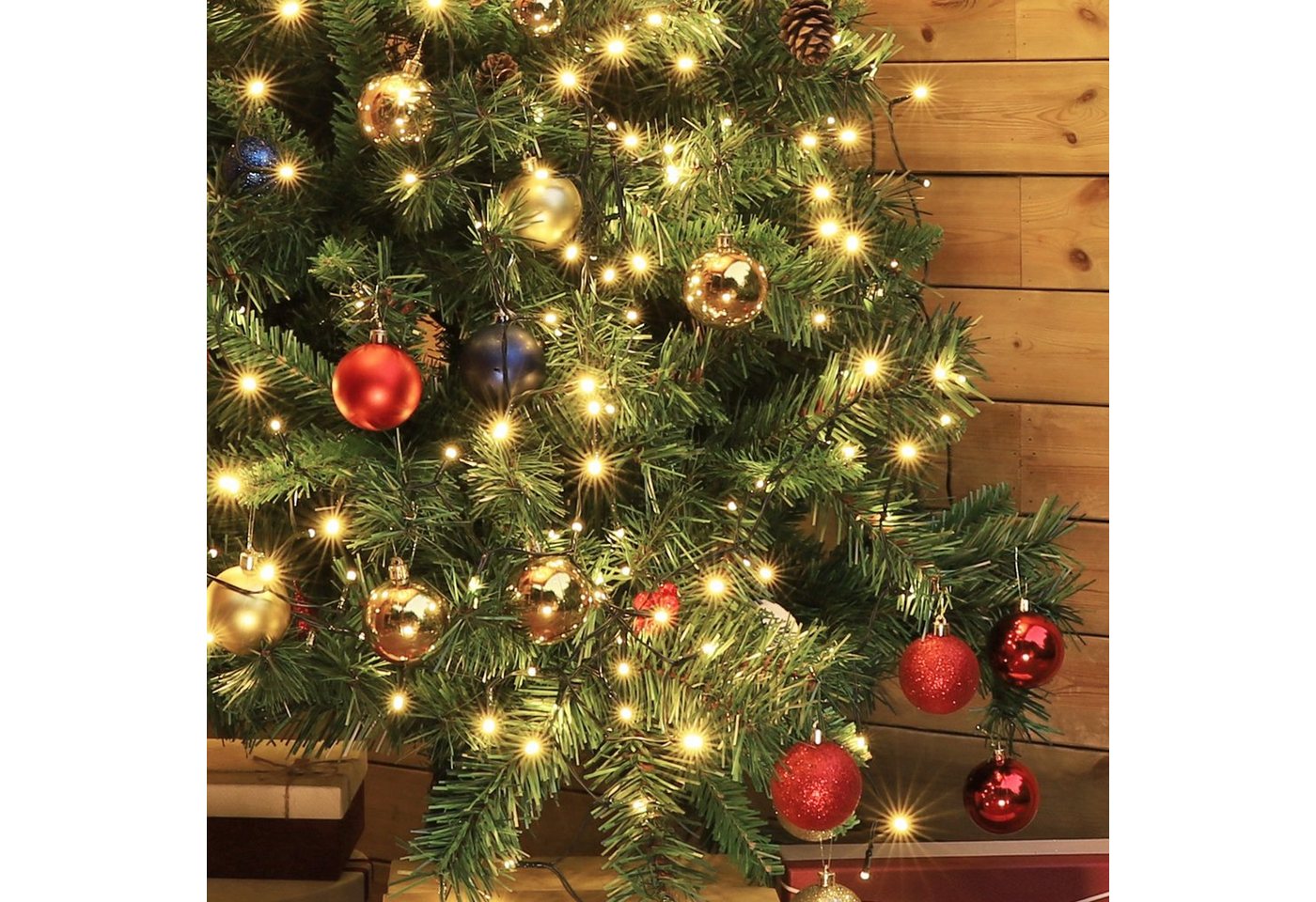 Salcar LED-Lichterkette LED Lichterkette Weihnachtsbaum mit Ring weihnachtsbaumbeleuchtung, 9 Modi/ 3m 10 Girlanden für 120cm - 350cm Tannenbaum Bild 2
