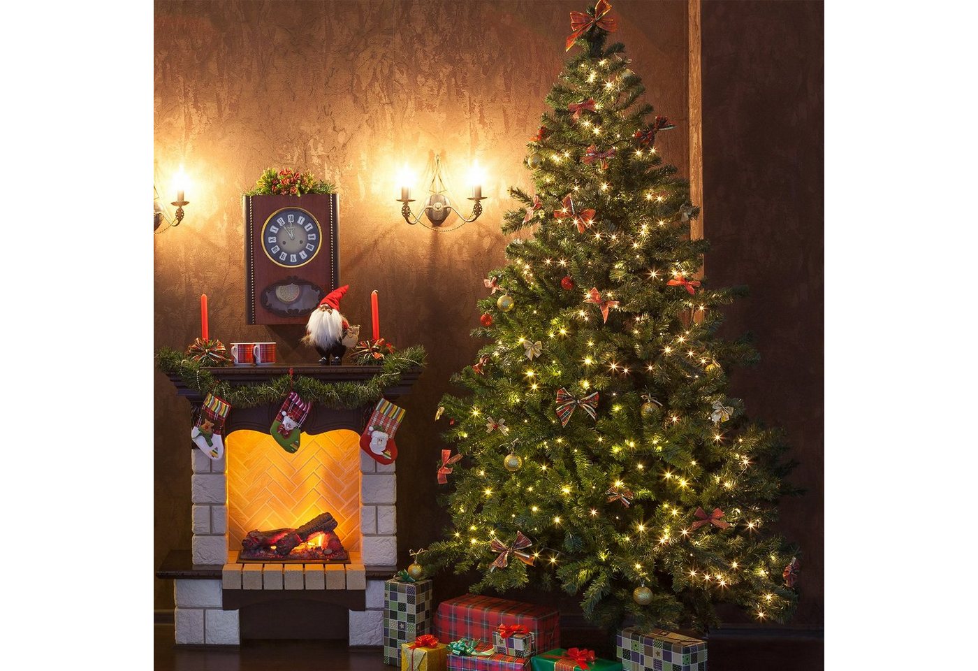 Salcar LED-Lichterkette LED Lichterkette Weihnachtsbaum mit Ring weihnachtsbaumbeleuchtung, 9 Modi/ 3m 10 Girlanden für 120cm - 350cm Tannenbaum Bild 3