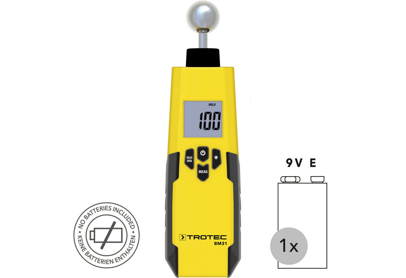 TROTEC Feuchtigkeitsmesser BM31, Feuchteindikator Abschaltautomatik Schimmel Feuchte Wände Innenraum