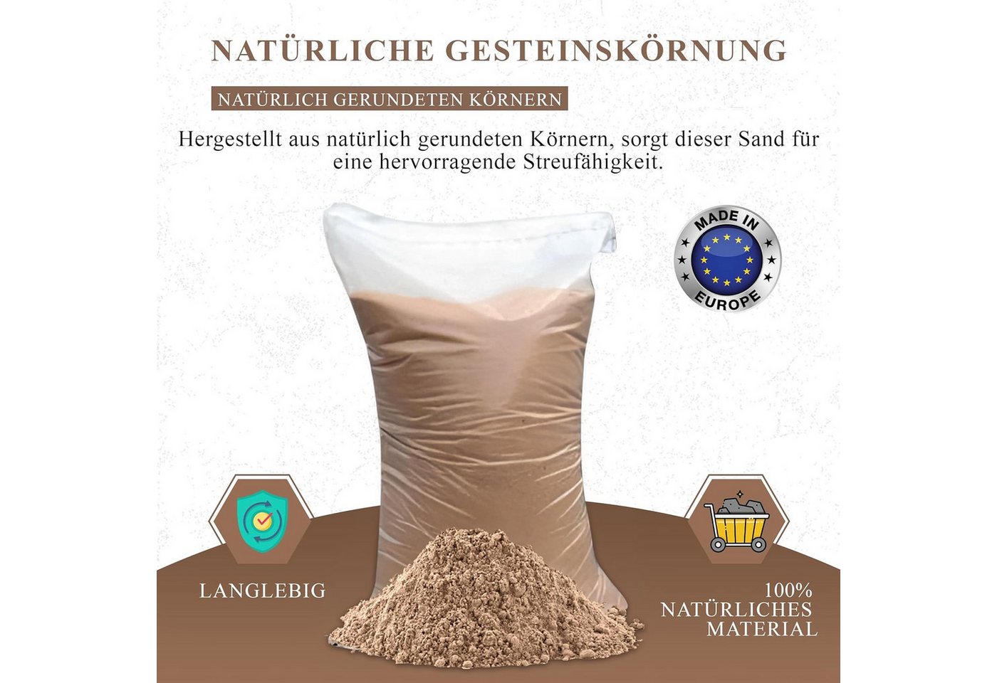 Best for Garden Sand Quarzsand 25kg, Streusand, 0-2mm Rein Vielseitig Qualitätsanwendung (Gewaschener Quarzsand 0–2 mm, 1-St., Spielsand Quarzsand für Sandboxen, Sandkasten, Dekosand), Gewaschen, doppelt gesiebt, salzfrei, umweltfreundlich Bild 2