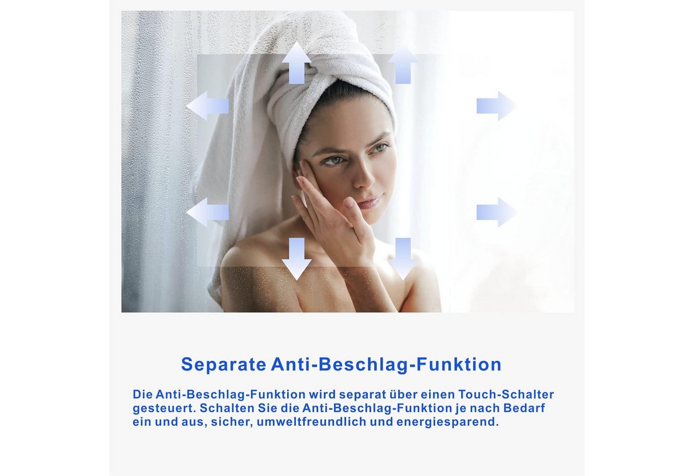 AQUABATOS Badspiegel LED Badspiegel IP44 mit Touchschalter Dimmbar Abgerundete/Scharfe Ecke (LED Badspiegel 160x70 140x70 100x70 cm mit Beleuchtung Lichtspiegel LED Spiegel Kosmetikspiegel Rasierspiegel Bad Spiegel mit licht beleuchtet 3 Lichtfarben, IP44, Energiesparend), großformatiger Badezimmerspiegel, Dimmbar,Beschlagfrei,Memory-Funktion Bild 3
