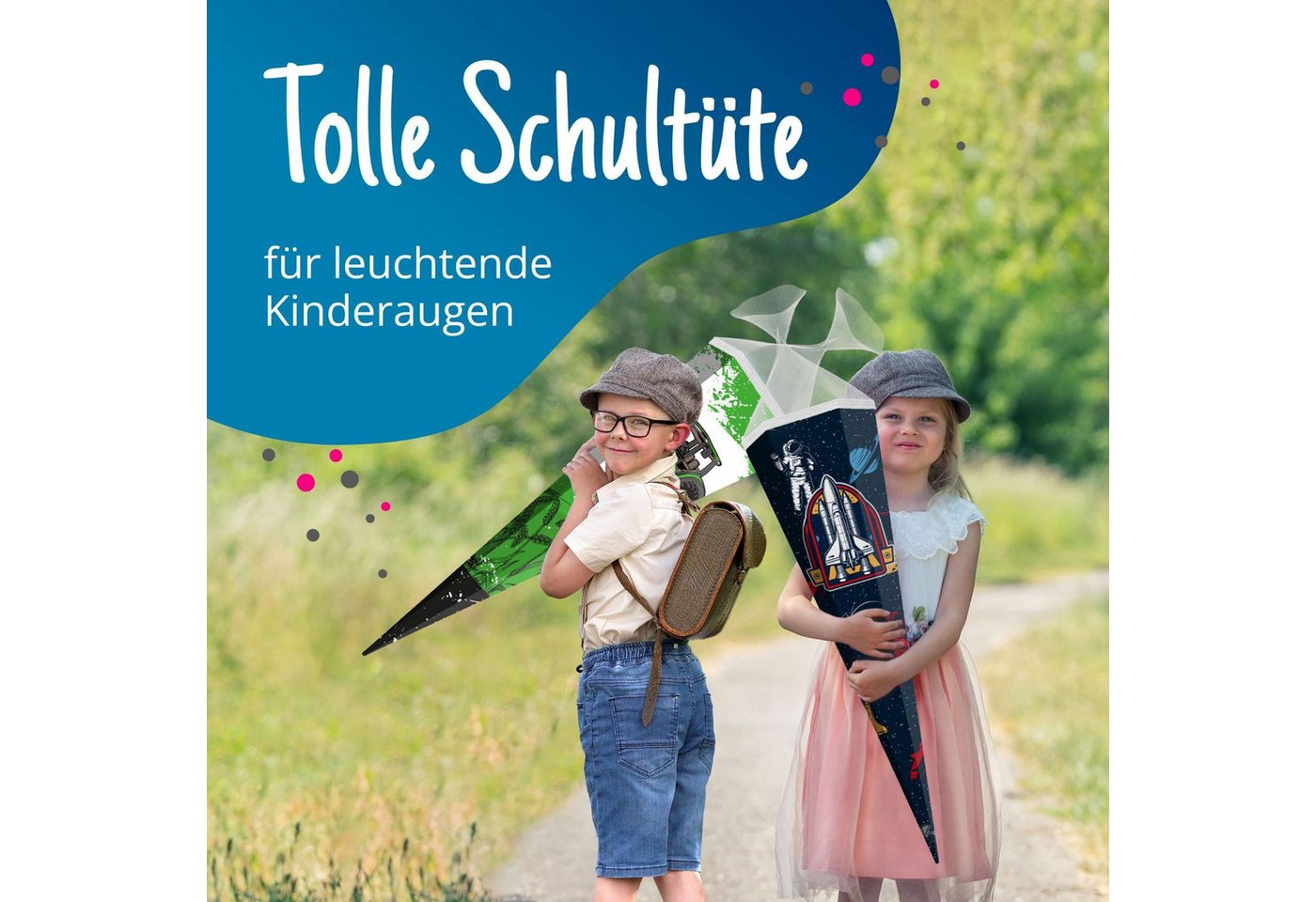 itenga Schultüte itenga Schultüte Zuckertüte 6eckig 85cm Weltraum Verschluss weiß