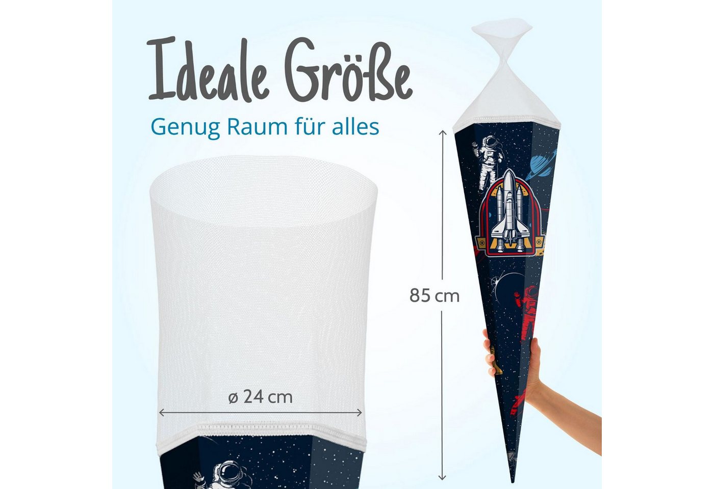 itenga Schultüte itenga Schultüte Zuckertüte 6eckig 85cm Weltraum Verschluss weiß Bild 2