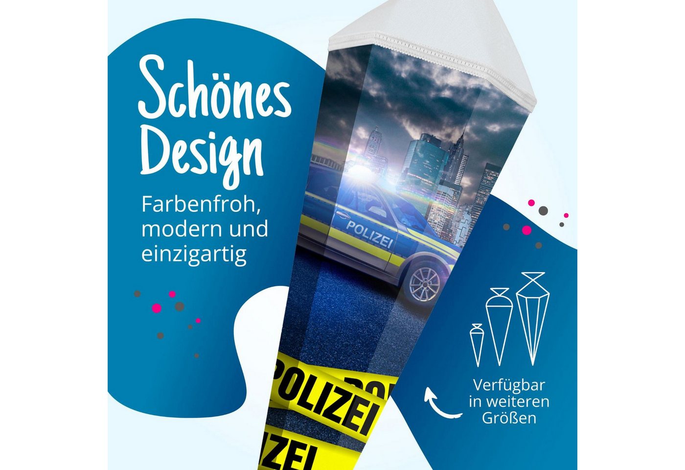 itenga Schultüte itenga Schultüte Zuckertüte 6eckig 85cm Polizei Verschluss weiß Bild 3