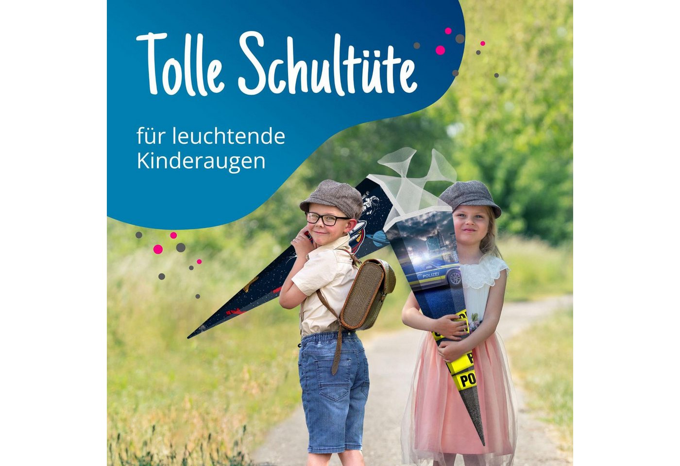 itenga Schultüte itenga Schultüte Zuckertüte 6eckig 85cm Polizei Verschluss weiß Bild 4