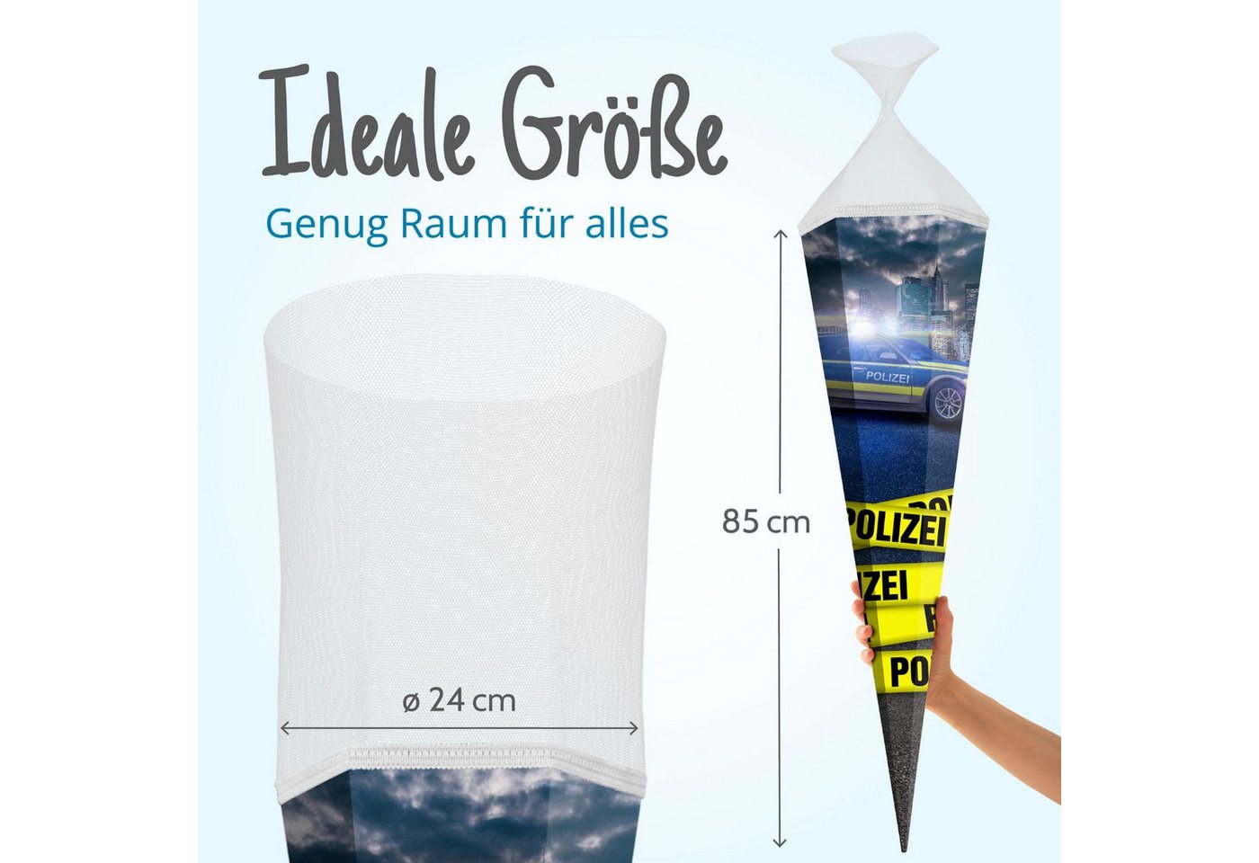 itenga Schultüte itenga Schultüte Zuckertüte 6eckig 85cm Polizei Verschluss weiß Bild 5