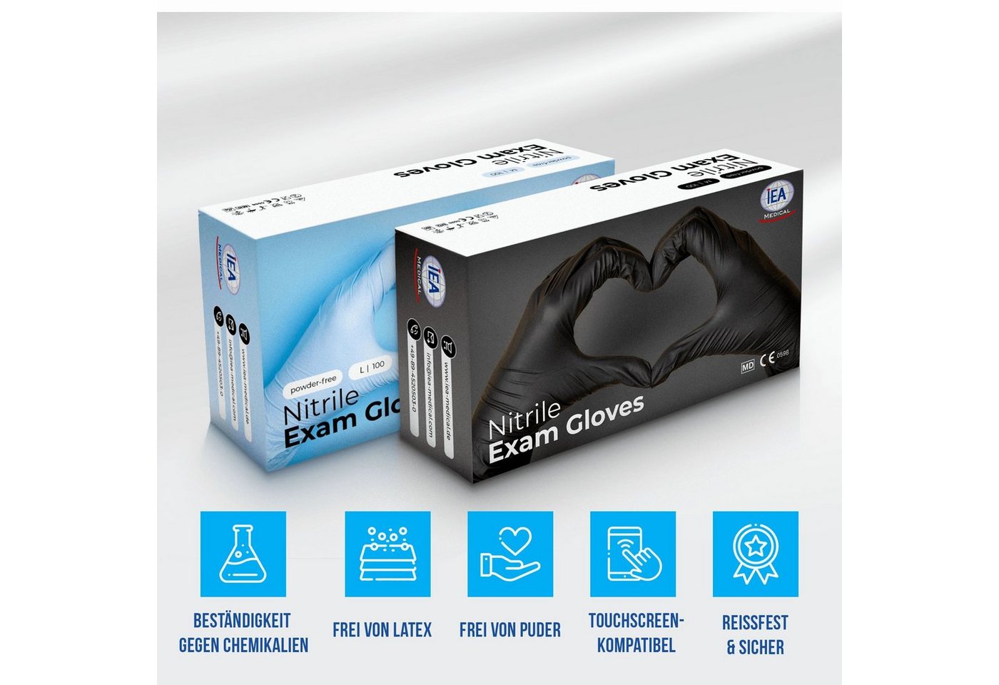 IEA Medical Einweghandschuhe Nitril-Handschuhe blau (Box, 200-St., Stück, Box) puderfrei, latexfrei, Hygiene-, Schutz-, Untersuchungshandschuhe Bild 4