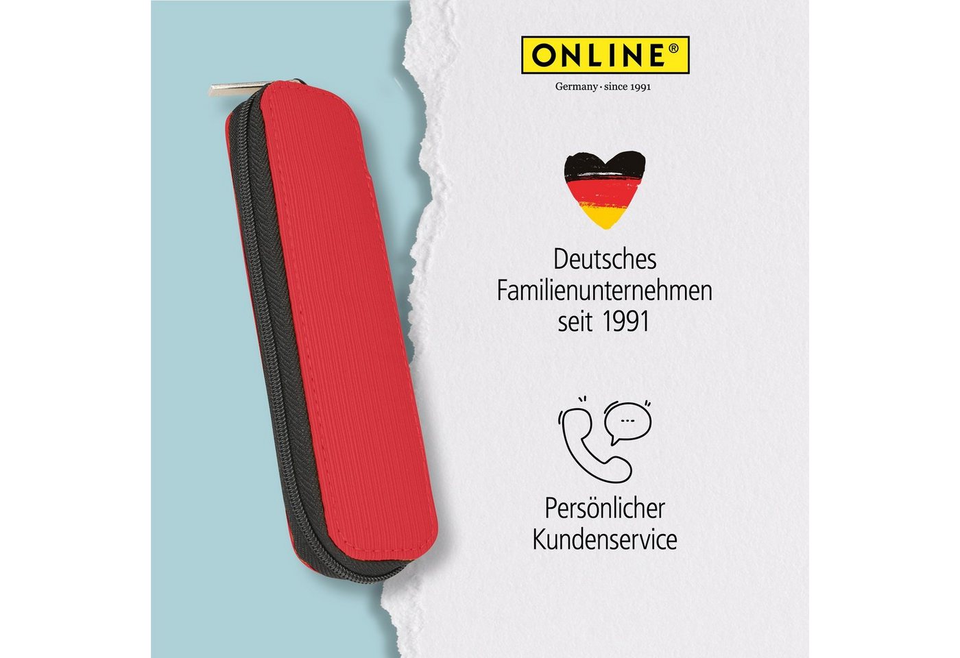 Online Pen Federmäppchen Stifteetui, (für Schule, Uni & Büro, mit 2 Stift-Schlaufen), Stiftemäppchen mit Reißverschluss Bild 2