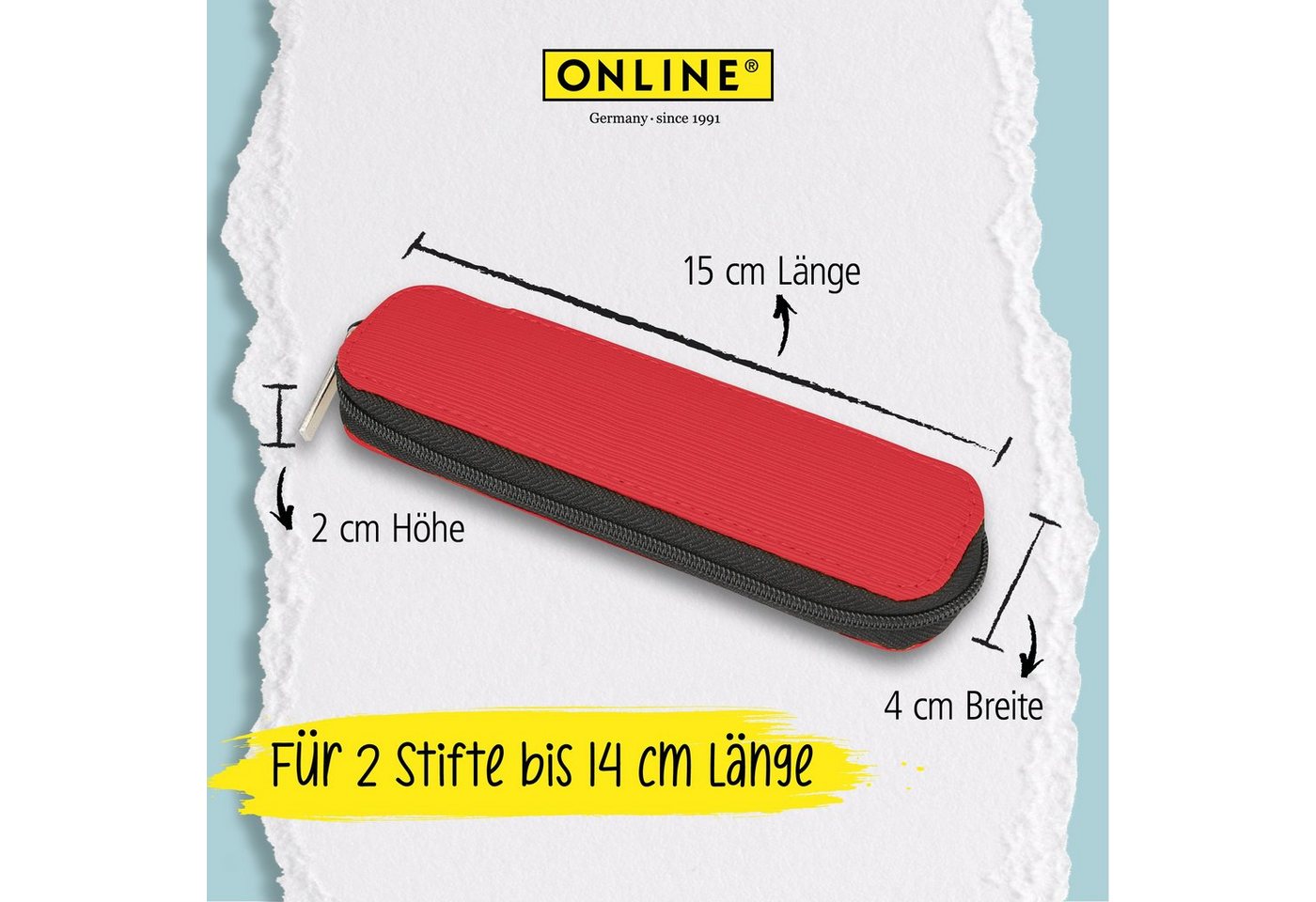 Online Pen Federmäppchen Stifteetui, (für Schule, Uni & Büro, mit 2 Stift-Schlaufen), Stiftemäppchen mit Reißverschluss Bild 3