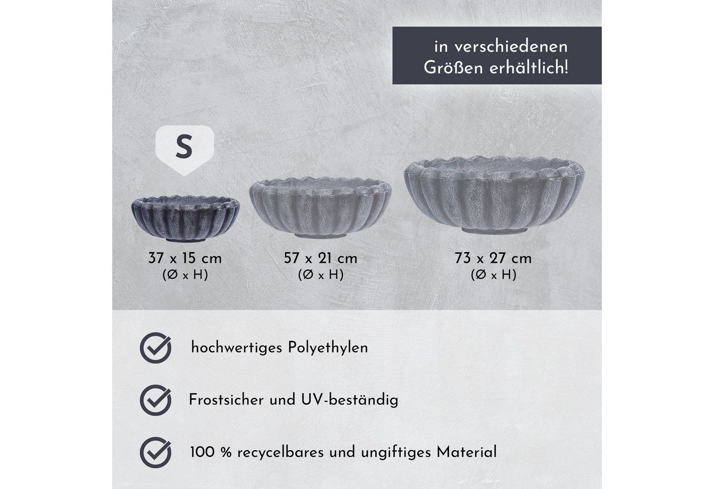 Lemodo Pflanzschale Pflanzschale MARGARITE, grau Bild 5