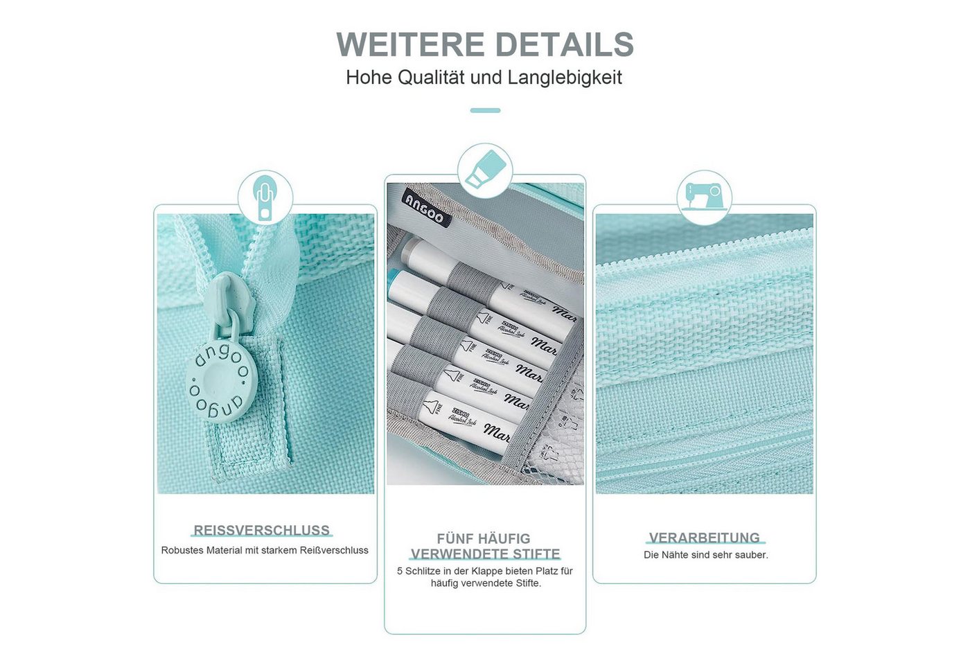 OKWISH Federmäppchen Stifteetui Federtaschen Schreibgeräteetui Bleistift-Organizer, (Stifttasche mit Reißverschluss 3 Fach Große Kapazität, 1-tlg., Schreibwarenbeutel Schreibwarenaufbewahrung), für Damen Herren Schule Büro Arbeit Studenten Mädchen Jungen Geschenk