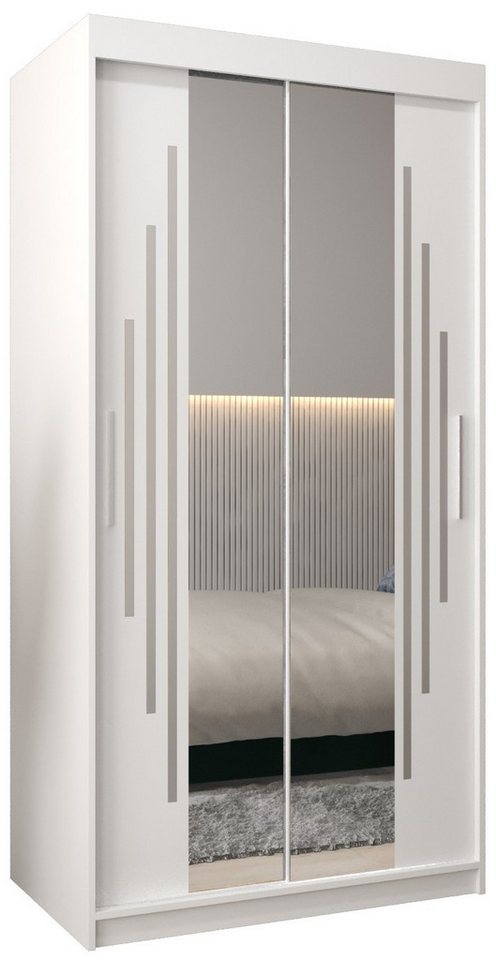 ABIKS MÖBEL Schwebetürenschrank YORK 1 Schlafzimmerschrank - mit Spiegel, Kleiderstange und Regalen Bild 3