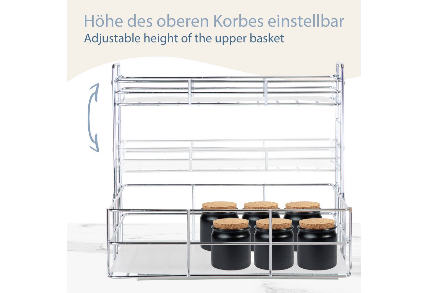 ONVAYA Gewürzregal ǀ Spülschrank-Organizer ǀ verchromter Stahl ǀ ausziehbar