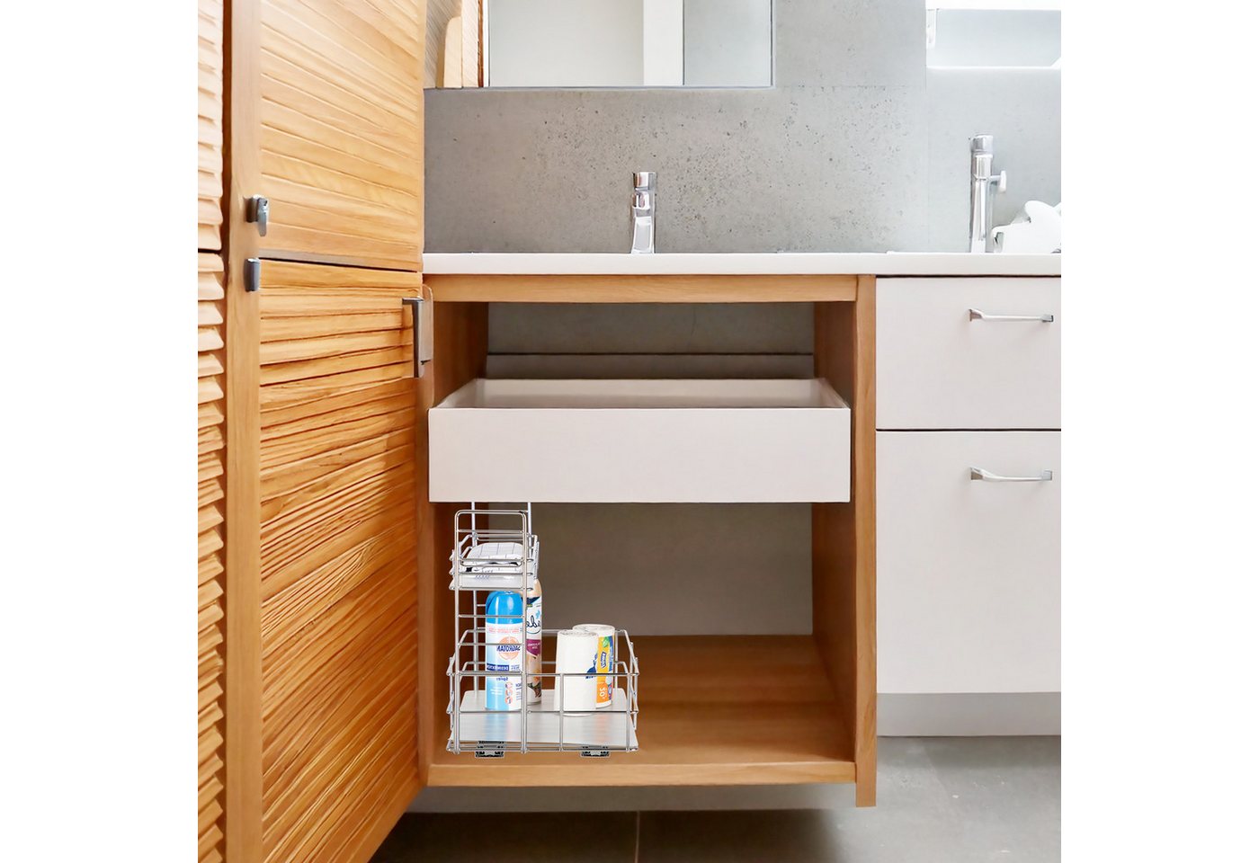 ONVAYA Gewürzregal ǀ Spülschrank-Organizer ǀ verchromter Stahl ǀ ausziehbar Bild 2
