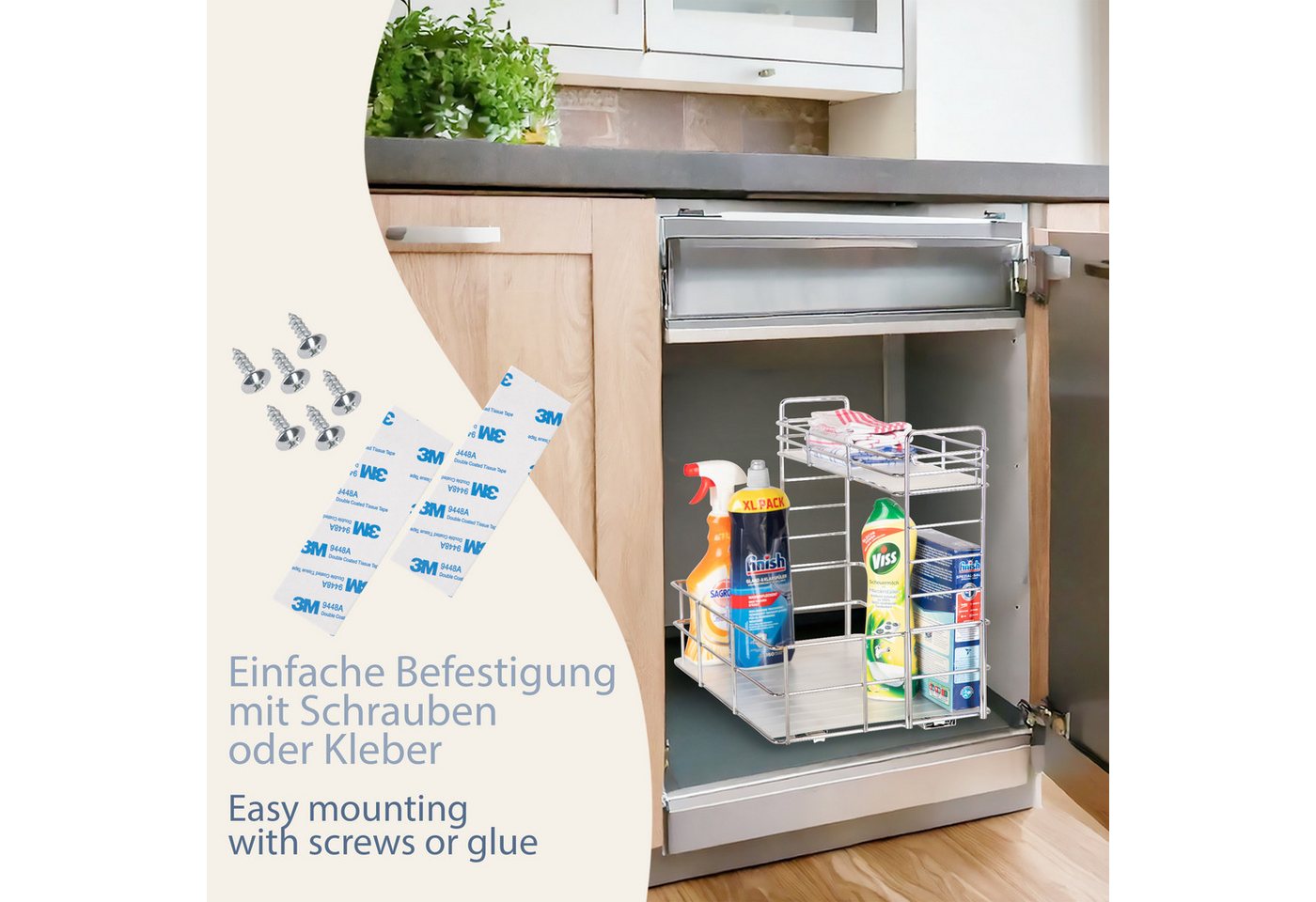 ONVAYA Gewürzregal ǀ Spülschrank-Organizer ǀ verchromter Stahl ǀ ausziehbar Bild 4