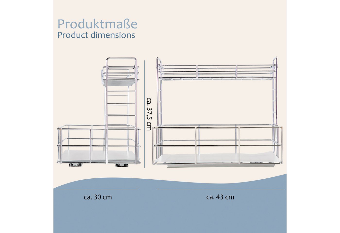 ONVAYA Gewürzregal ǀ Spülschrank-Organizer ǀ verchromter Stahl ǀ ausziehbar Bild 5