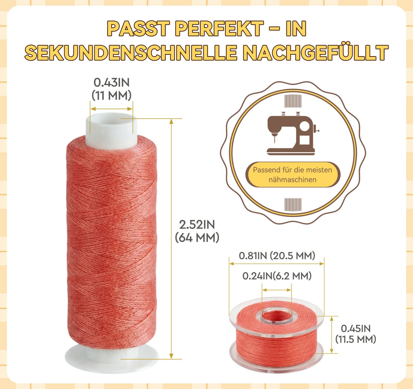 ElitVita 45 Farben Nähgarn Set–400 Yards& 50 Yards Spulen – inkl.5 leere Spulen Nähgarn, (set, 45-St., Nähgarn, Spulen), Für Nähmaschine, Ideal für Kleidung, Heimtextilien & DIY-Projekte Bild 2