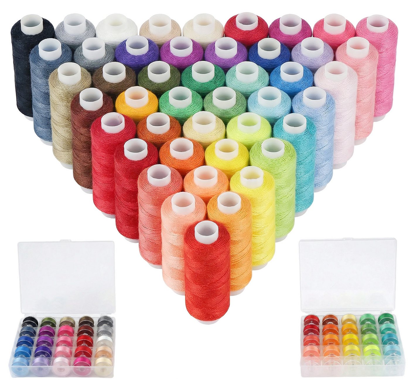 ElitVita 45 Farben Nähgarn Set–400 Yards& 50 Yards Spulen – inkl.5 leere Spulen Nähgarn, (set, 45-St., Nähgarn, Spulen), Für Nähmaschine, Ideal für Kleidung, Heimtextilien & DIY-Projekte Bild 3