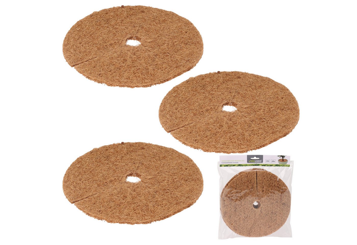 Koopman Kokosscheibe Pflanzenschutz 3 Tlg. Kokosmatte Ø26 cm Scheibe Pflanzen, (Stück, 3-St., Packung), 3tlg, Kokosfasern, Ø26cm, Pflanzenschutz, Kälteschutz Bild 2