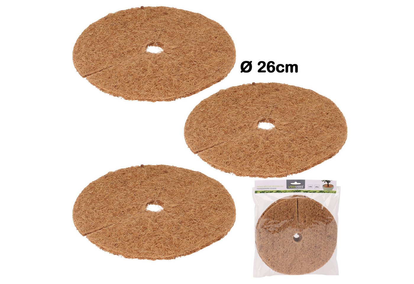 Koopman Kokosscheibe Pflanzenschutz 3 Tlg. Kokosmatte Ø26 cm Scheibe Pflanzen, (Stück, 3-St., Packung), 3tlg, Kokosfasern, Ø26cm, Pflanzenschutz, Kälteschutz Bild 3