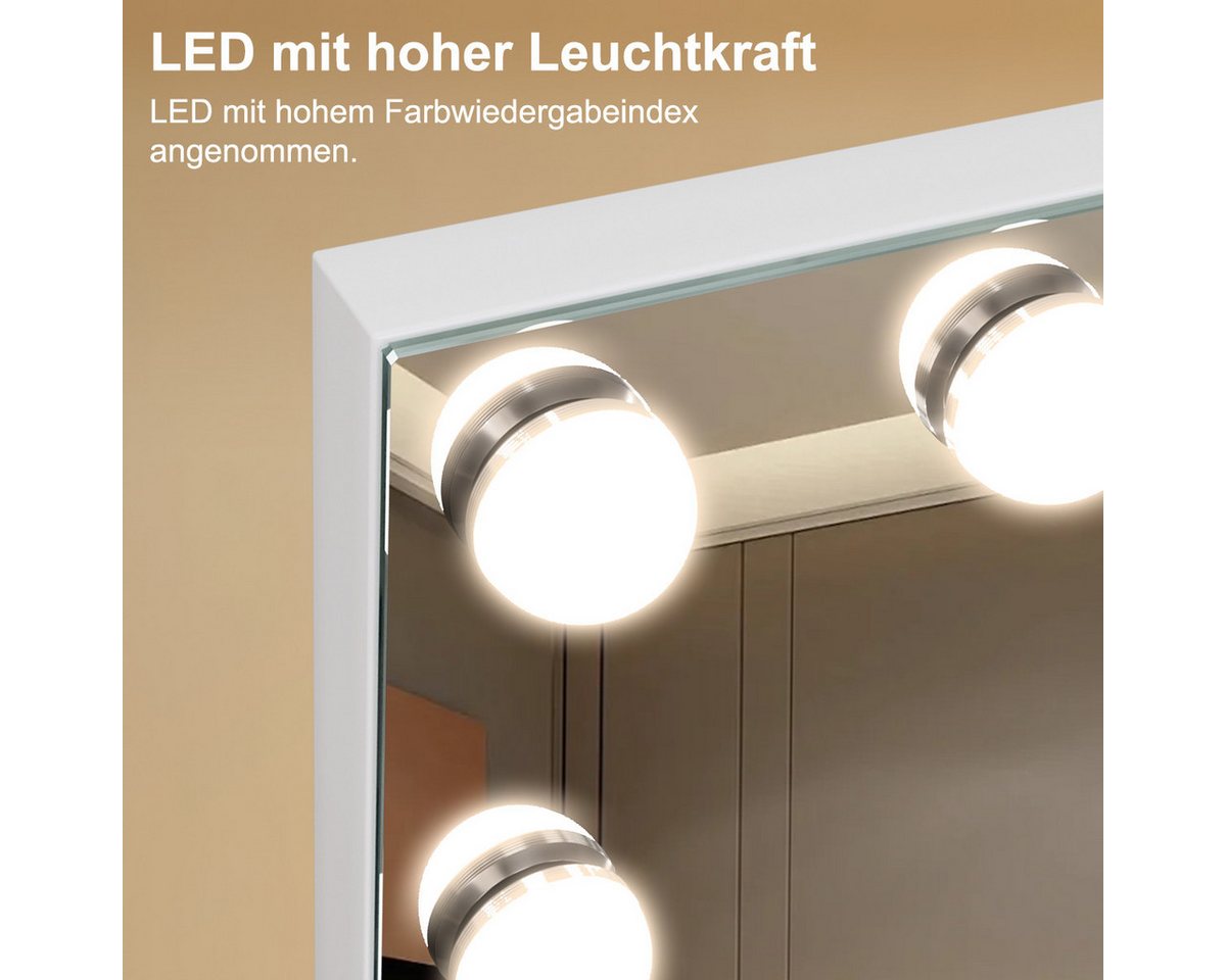 MCURO Kosmetikspiegel mit beleuchtung, 14 Sonder-LEDs, Schminkspiegel für Schminktisch (Tischspiegel, 3 Lichtmodi), Kosmetikspiegel,Dimmbar,Memory-Funktion,USB-Ladeanschluss Bild 4