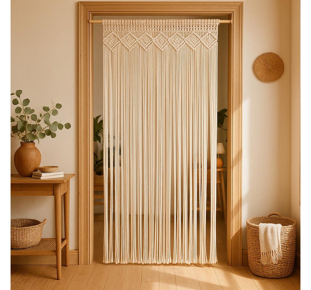 Kobolo Türvorhang Vorhang Insektenschutz TWINE beige 132 Stränge 95x210cm (1 St), Schlaufen Bild 4