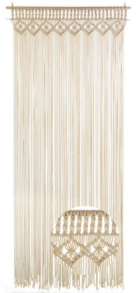 Kobolo Türvorhang Vorhang Insektenschutz TWINE beige 132 Stränge 95x210cm (1 St), Schlaufen Bild 5