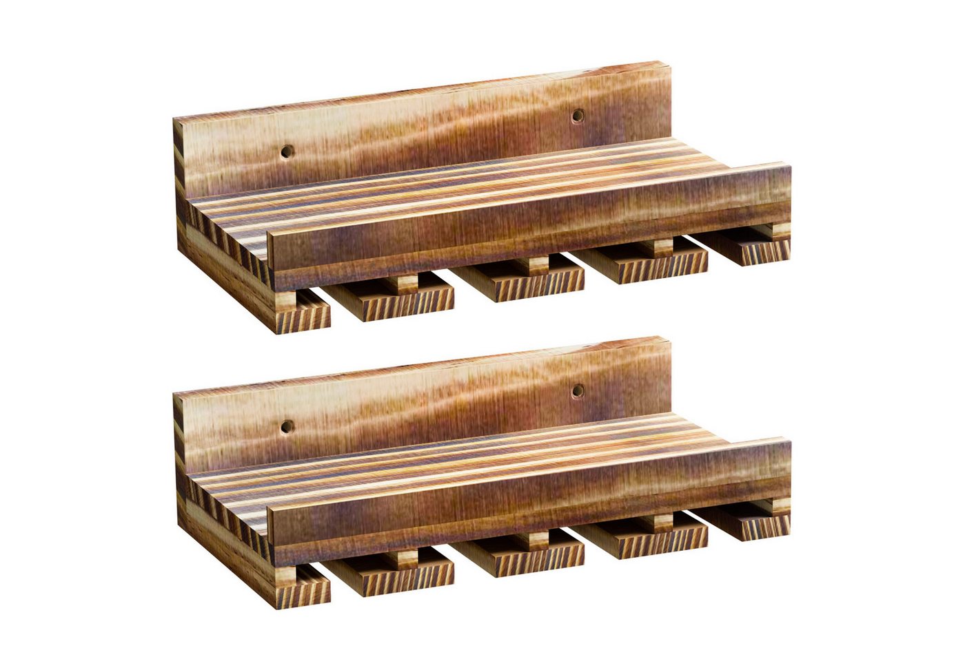 Yorbay Weinregal Set, Weinregal aus Holz Wandregal für Flaschen & Gläser, Wandregal Wandmontiertes Weinregal Bild 2