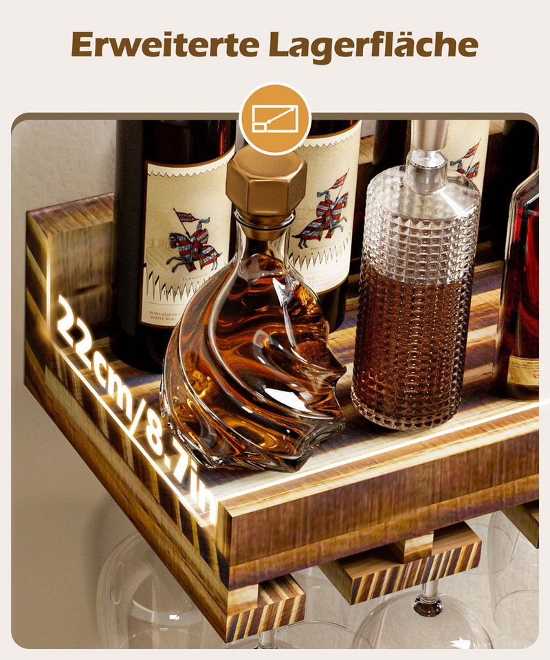 Yorbay Weinregal Set, Weinregal aus Holz Wandregal für Flaschen & Gläser, Wandregal Wandmontiertes Weinregal Bild 3
