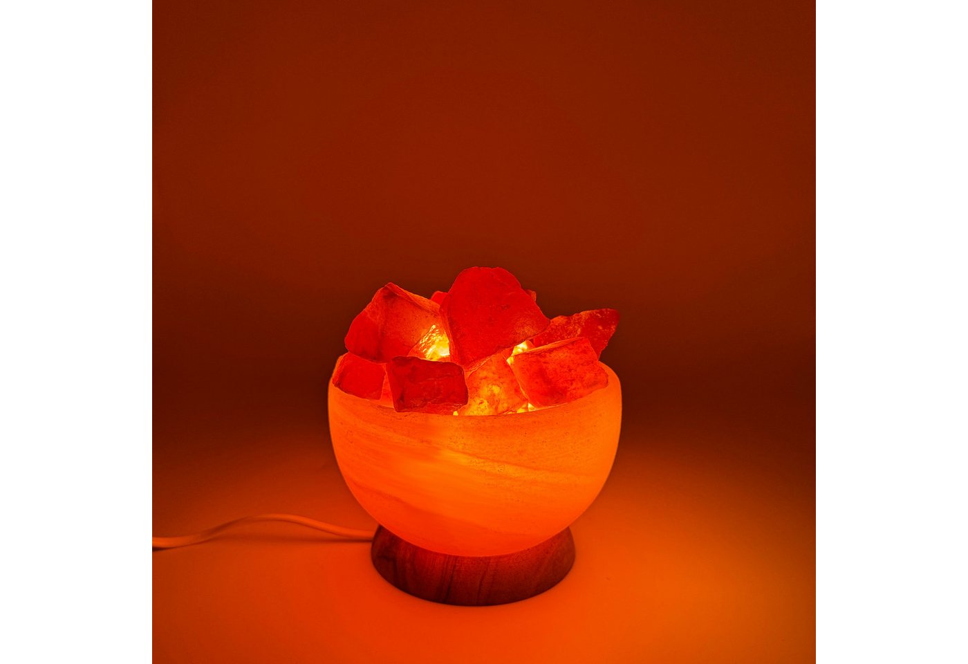 HAF Salzkristall-Tischlampe Salzlampe Salzkristallschale mit Salzkristallen inkl Fassung + Birne, Leuchtmittel wechselbar, Warmweiß/Rosa, Handgefertigt - jeder Stein ein Unikat Bild 2