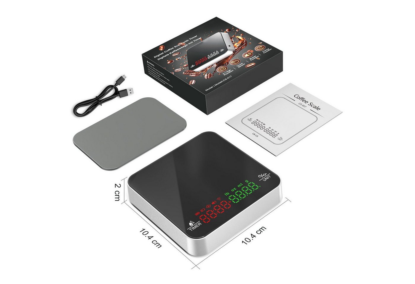 AIMAX Feinwaage Kaffeewaage 0,1 g genau mit Timer und USB-Akku, (haushaltswaage digital für die küche, küchenwaage digital gramm genau), küchenwaage 0 1g genau,digitale waage küche Bild 5