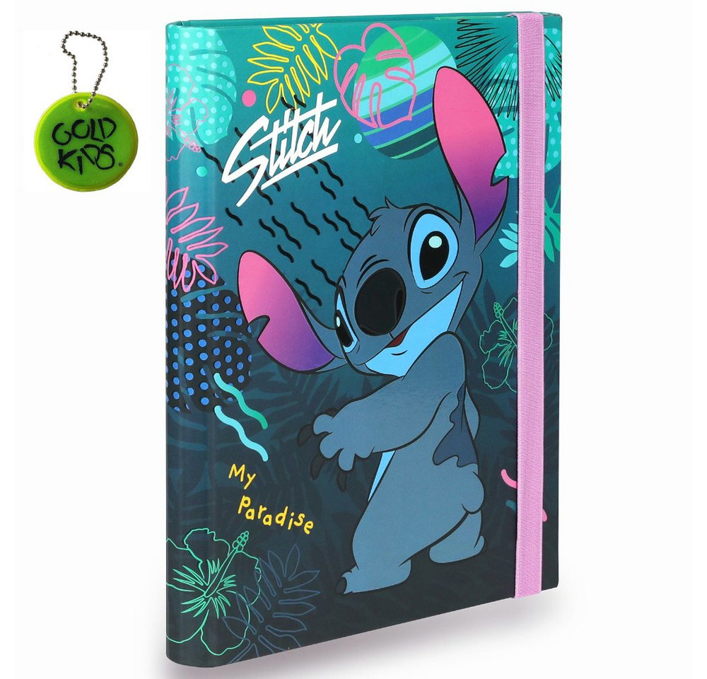 GOLDKIDS Organisationsmappe Schulmappe A5 Dokumentenmappe mit Gummiband – (Sammelmappe A4, stabiler Karton, 350g, Ordnungsmappe für Schule und Büro), - Motiv Stitch
