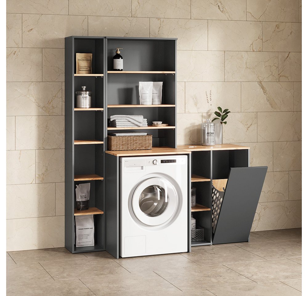 Livinity® Waschmaschinenumbauschrank Paolina, Anthrazit/Goldkraft Eiche, 68 x 88.2 cm (1-St)