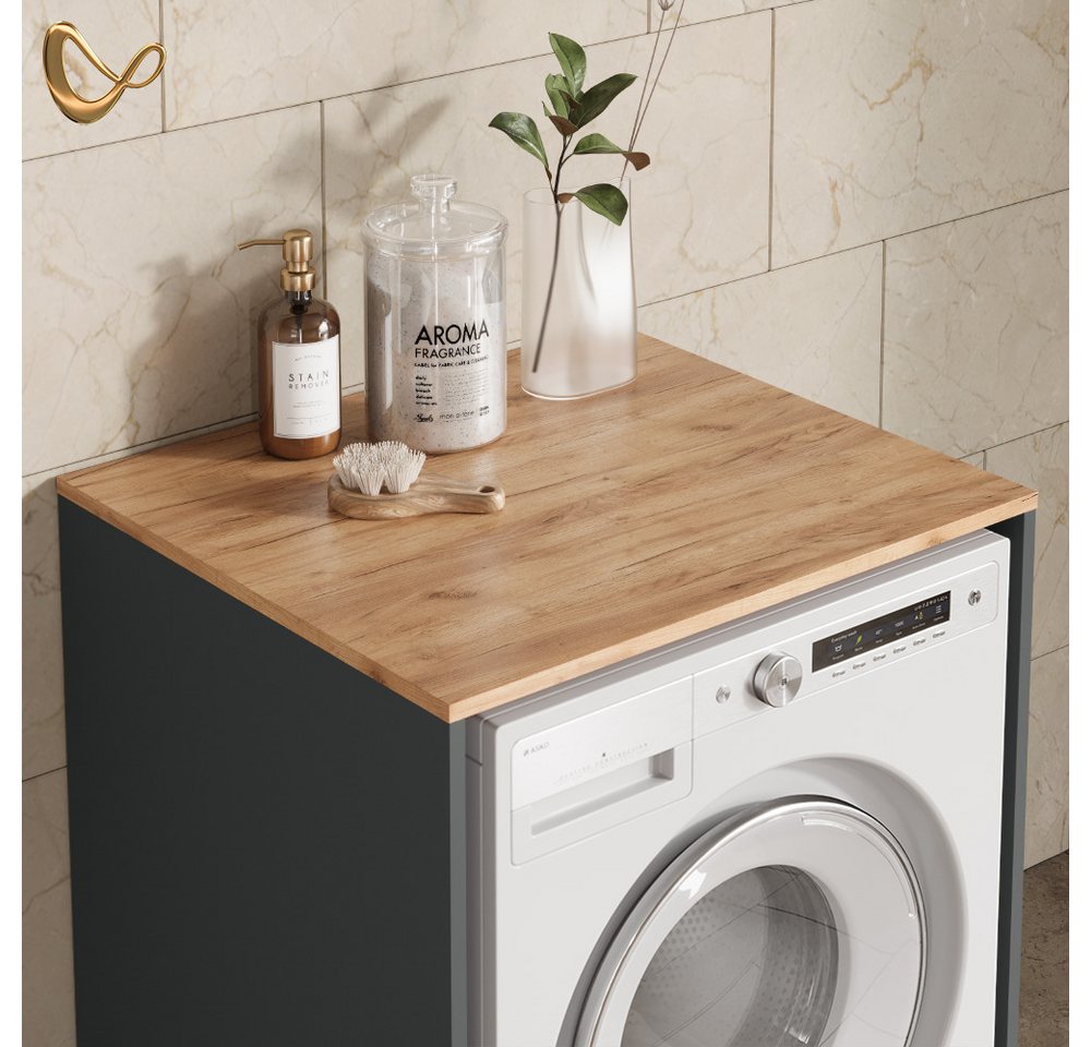 Livinity® Waschmaschinenumbauschrank Paolina, Anthrazit/Goldkraft Eiche, 68 x 88.2 cm (1-St) Bild 3