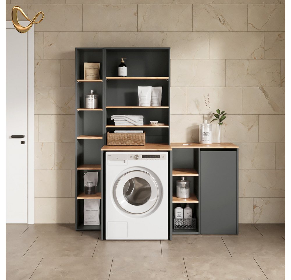 Livinity® Waschmaschinenumbauschrank Paolina, Anthrazit/Goldkraft Eiche, 68 x 88.2 cm (1-St) Bild 5