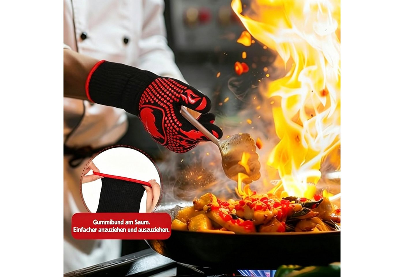 Forrlite Grillhandschuhe Hitzebeständige Handschuhe zum Grillen, Kochen und Backen, (Hitzebeständige Grill- & Ofenhandschuhe für Küche, Backen, BBQ – Schutz vor Verbrennungen und heiße Töpfe sicher greifen) Bild 3