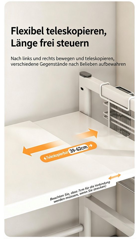 HoyoLee Handels GmbH Regalelement Küchenregal Mikrowellenregal 2-stöckig Länge verstellbar