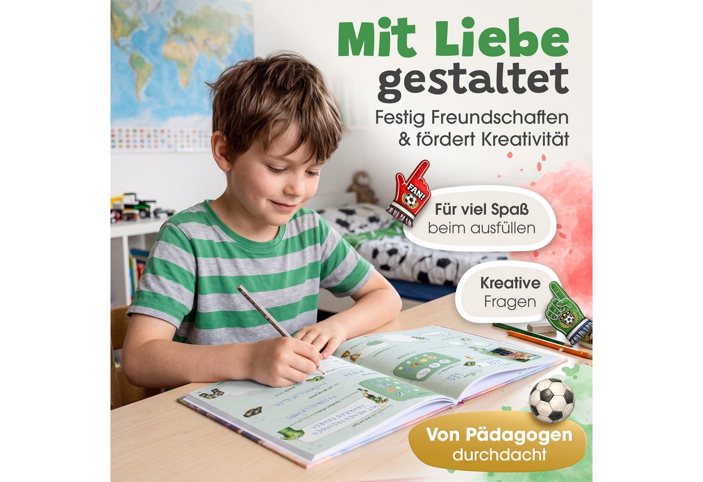 Eulentaler Freundebuch Junge (Schule) I von Pädagogen gestaltet, Autos, Monstertrucks & Goldprägung, Geschenk für Schulkinder Bild 2