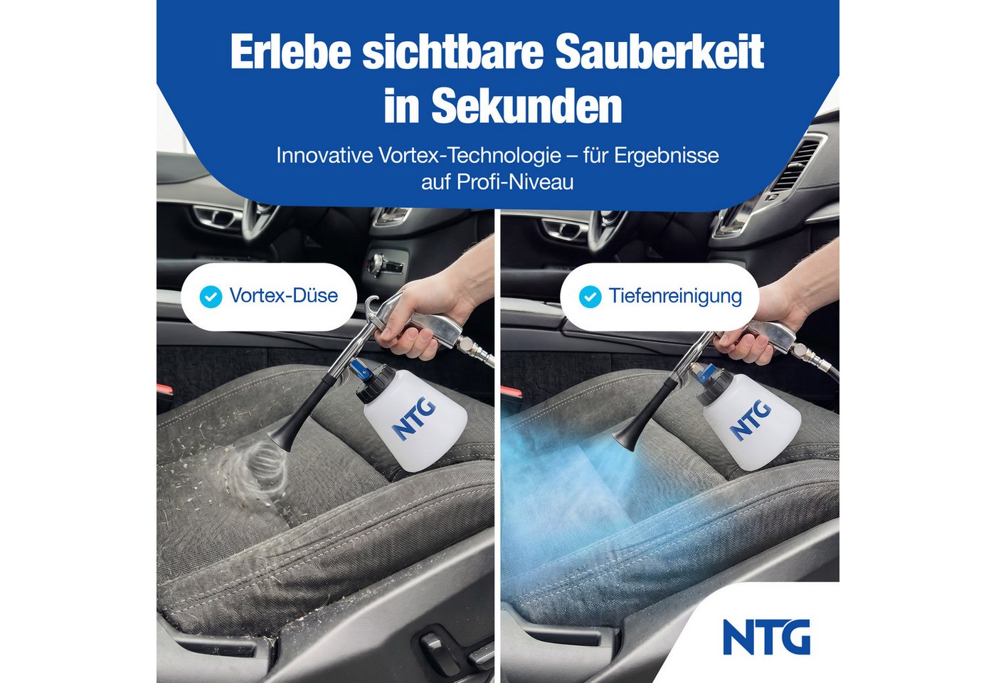 NTG Nutzfahrzeug Technik GmbH Hochdruckpistole Druckluft Reinigungspistole 1L Tornado Tiefenreinigung, (5-tlg), mit Tornado-Effekt und Vortex Verwirbelungsdüse Bild 3