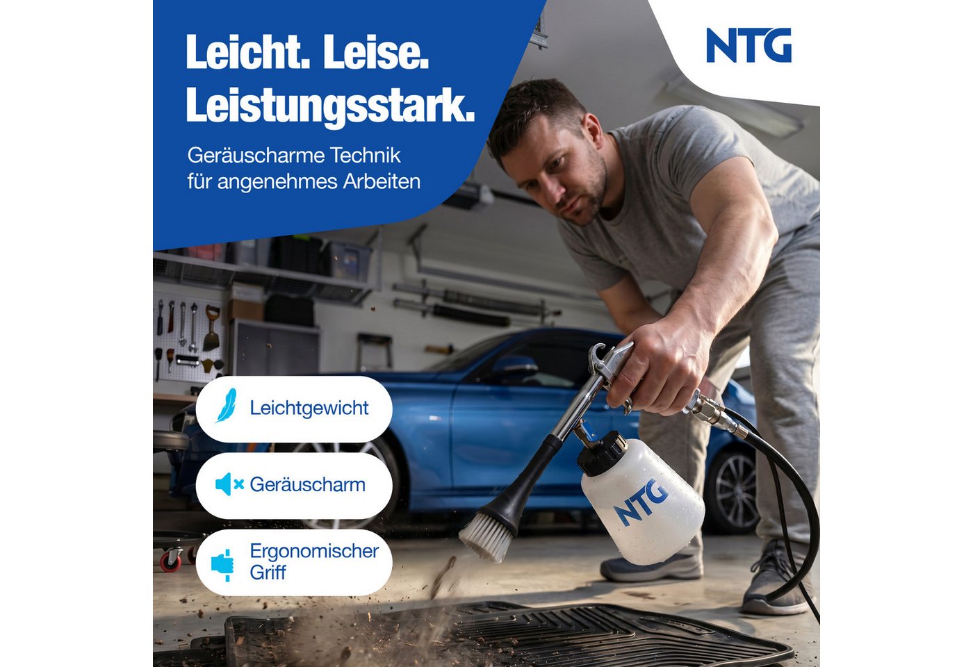 NTG Nutzfahrzeug Technik GmbH Hochdruckpistole Druckluft Reinigungspistole 1L Tornado Tiefenreinigung, (5-tlg), mit Tornado-Effekt und Vortex Verwirbelungsdüse Bild 4