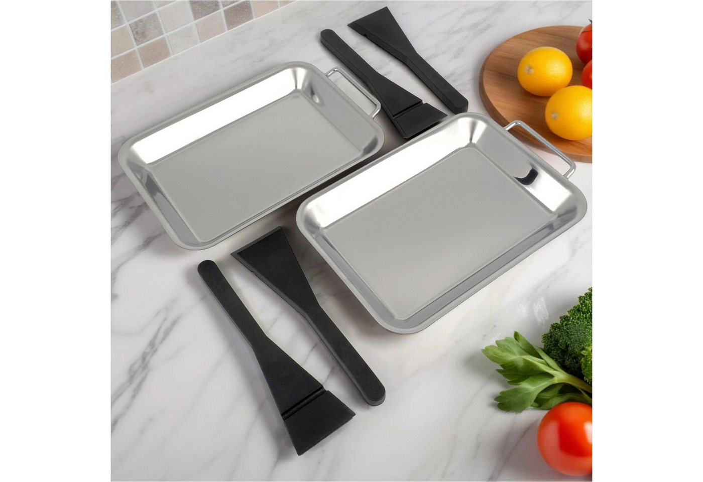 Gravidus Grillpfanne 2er Set Edelstahl Grillpfannen ideal für Gemüse Fleisch Fisch Grillgut Bild 2