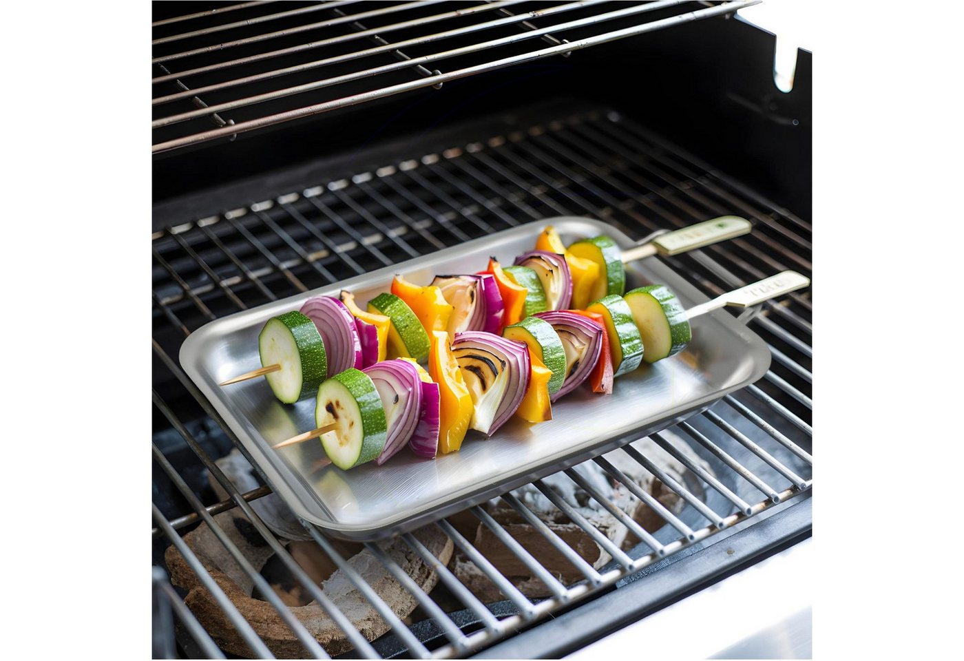 Gravidus Grillpfanne 2er Set Edelstahl Grillpfannen ideal für Gemüse Fleisch Fisch Grillgut Bild 5