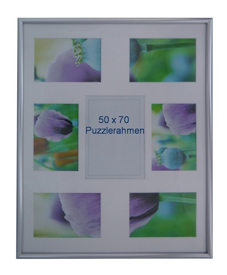 Oslo MasterLine Einzelrahmen Bilderrahmen RH Kunststoff 50 x 70 cm Puzzlerahmen, (1 St), Portraitrahmen mit Glasscheibe Hoch- Querformat Rahmenfarbe silber